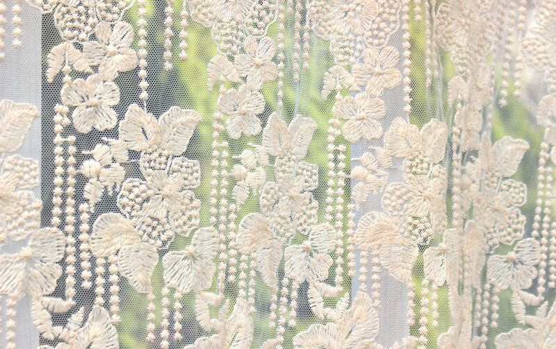 チュールレース カフェカーテン 約135×75cm [memoire]