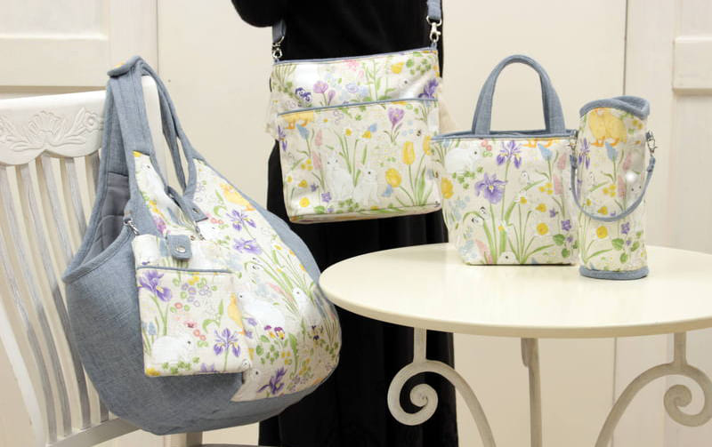 ボタニカルプリント 縦型スマホポシエット 約19×13cm [Lapin Botanique]