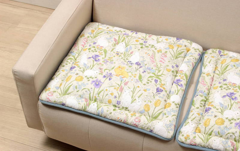 コットンキルト シートクッション 約50×50cm [Lapin Quiltine]