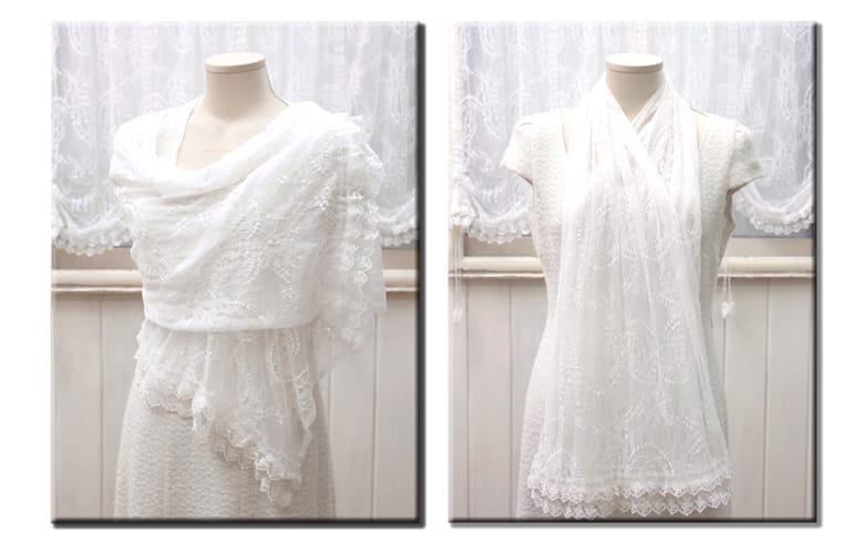 ラッセルレース ショール 約45×150cm [Breeze-vail]