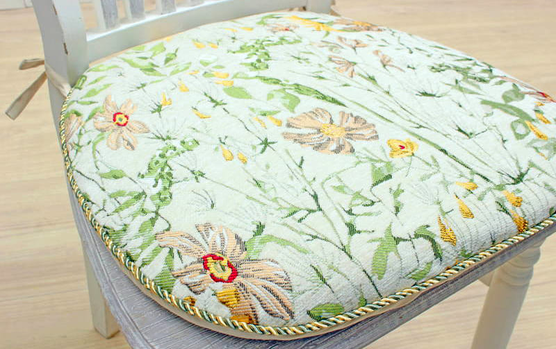 シェニール織 紐付シートクッション 約43×45cm [Bask]｜インテリア