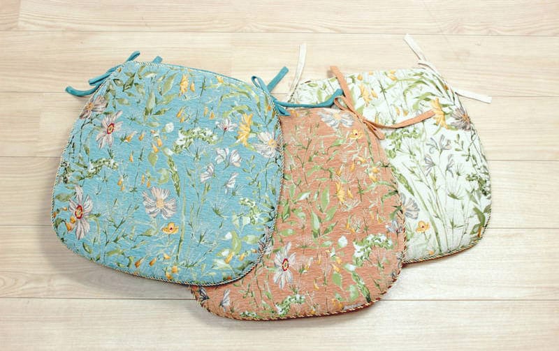 シェニール織 紐付シートクッション 約43×45cm [Bask]｜インテリア