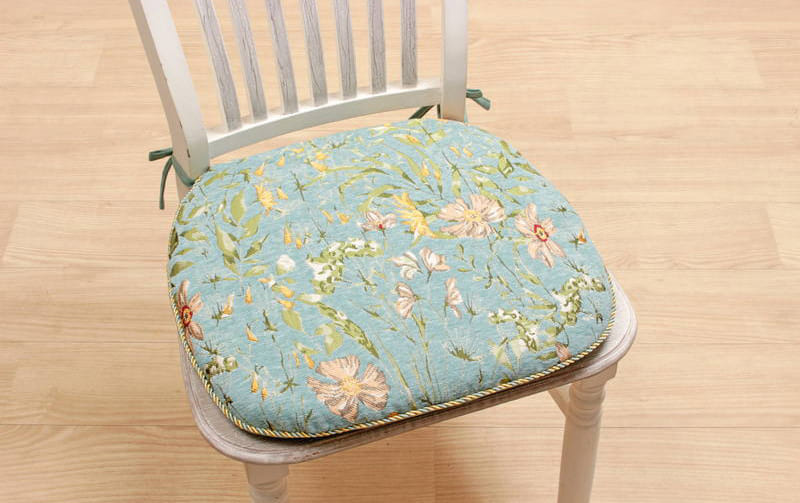 シェニール織 紐付シートクッション 約43×45cm [Bask]｜インテリア