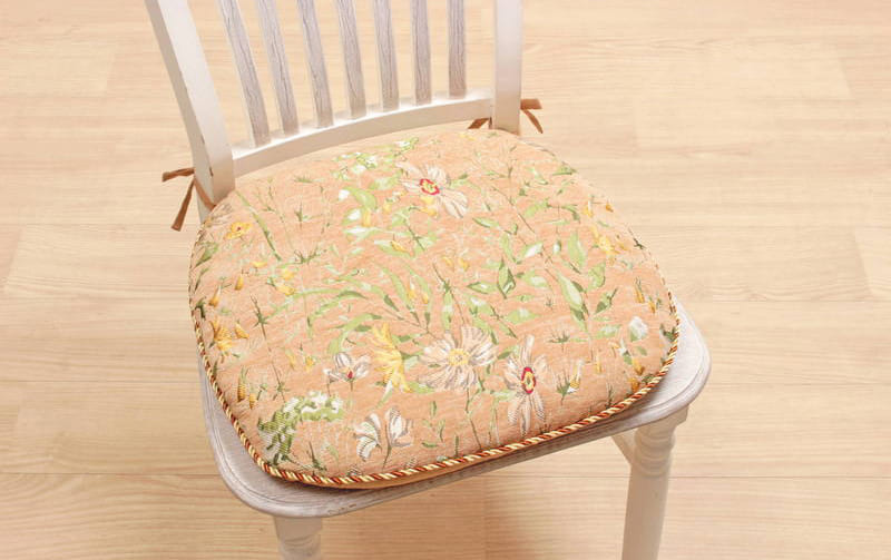 シェニール織 紐付シートクッション 約43×45cm [Bask]｜インテリア