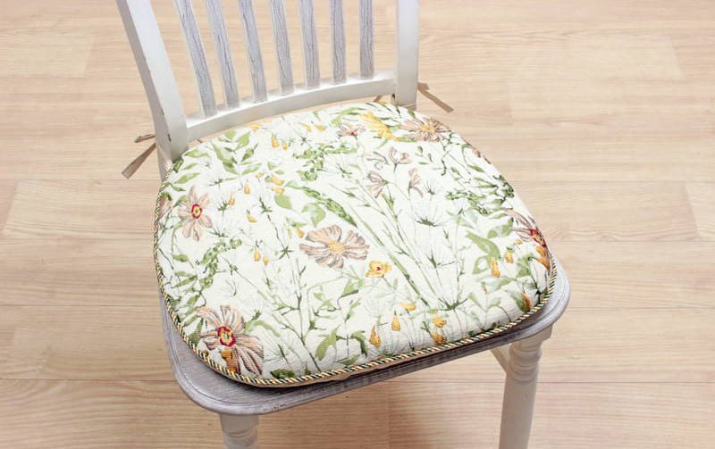 シェニール織 紐付シートクッション 約43×45cm [Bask]｜インテリア