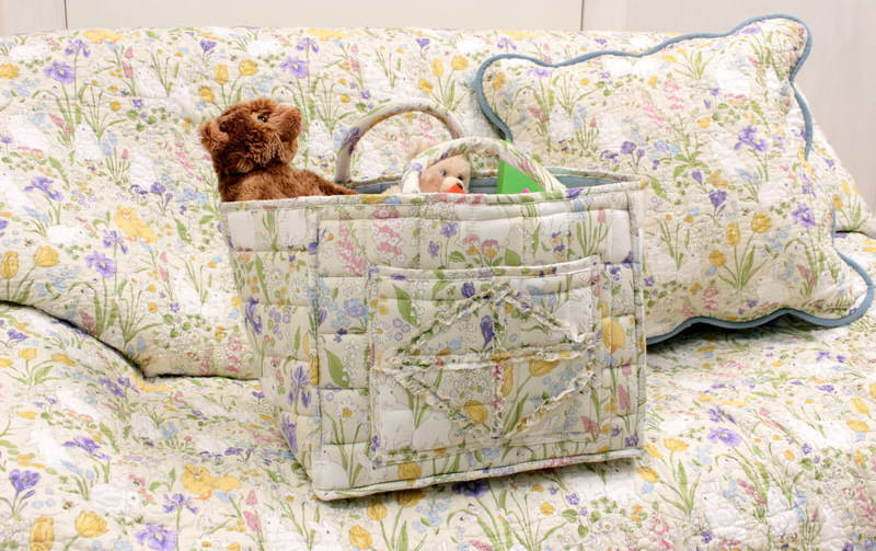 コットンキルト ソフトバスケット 約31×26×25cm [Lapin Quiltine]