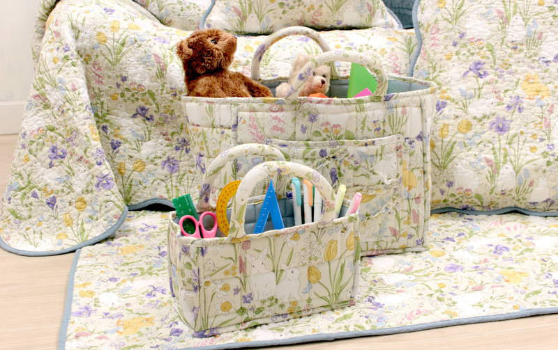 コットンキルト ソフトバスケット 約31×26×25cm [Lapin Quiltine]