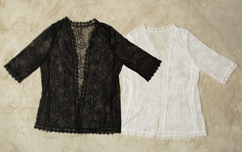ラッセルレース カーディガン 約70×100cm [Breeze-vail]