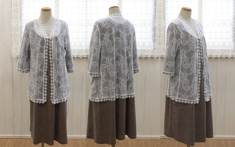 ラッセルレース カーディガン 約70×100cm [Breeze-vail]