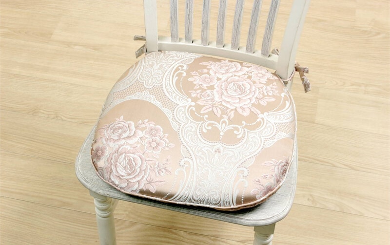 ジャカード織 紐付シートクッション 約43×45cm [Romance rose]