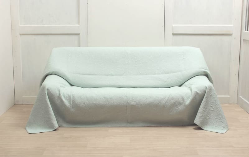 コットン多針キルト マルチカバー 約200×250cm [calm mint]