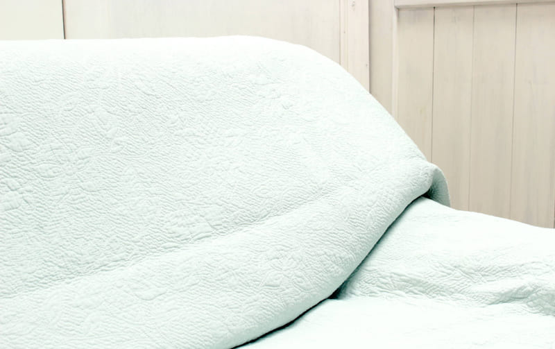 コットン多針キルト マルチカバー 約200×250cm [calm mint]