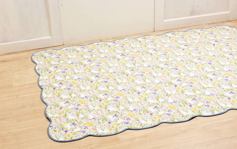 ハンドメイドコットン製キルトマルチカバー新品未使用美品 コットンキルト マルチカバー 約135×195cm [Lapin Quiltine