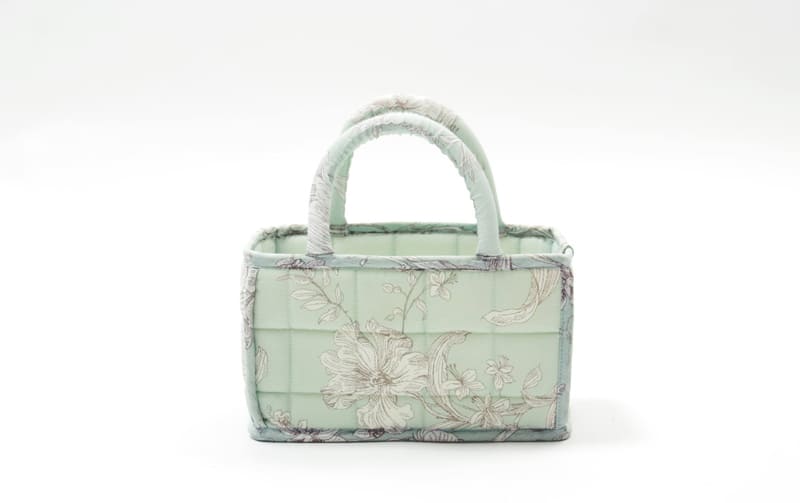 コットンキルト ミニソフトバスケット 約12×22×12cm [calm mint]