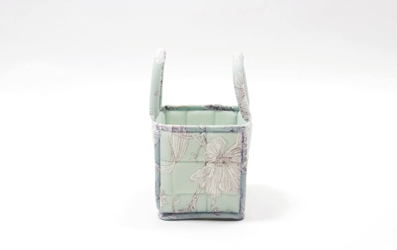 コットンキルト ミニソフトバスケット 約12×22×12cm [calm mint]