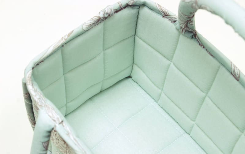 コットンキルト ミニソフトバスケット 約12×22×12cm [calm mint]