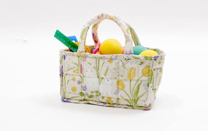 コットンキルト ミニソフトバスケット 約12×22×12cm [Lapin Quiltine]