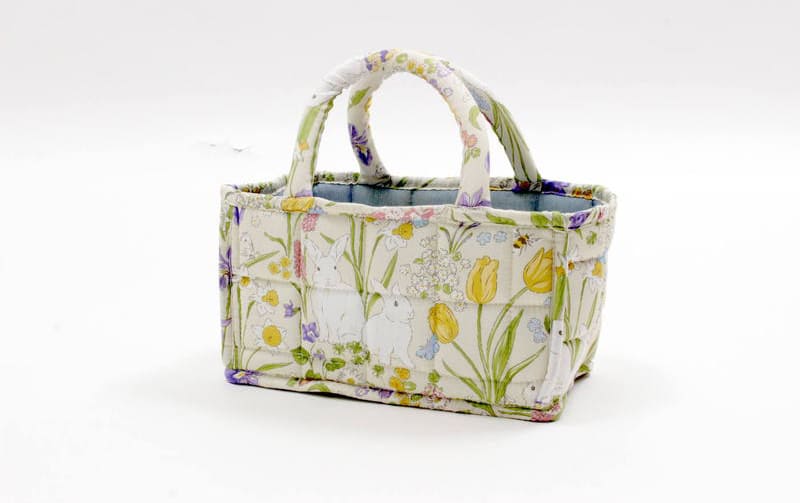 コットンキルト ミニソフトバスケット 約12×22×12cm [Lapin Quiltine]