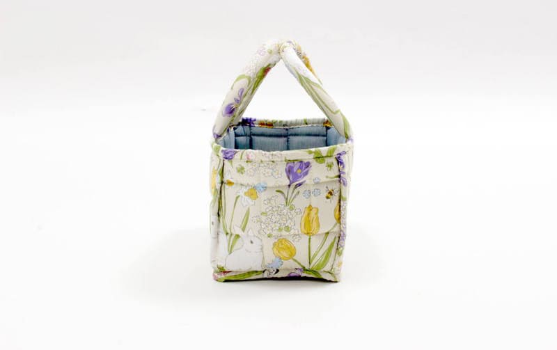 コットンキルト ミニソフトバスケット 約12×22×12cm [Lapin Quiltine]