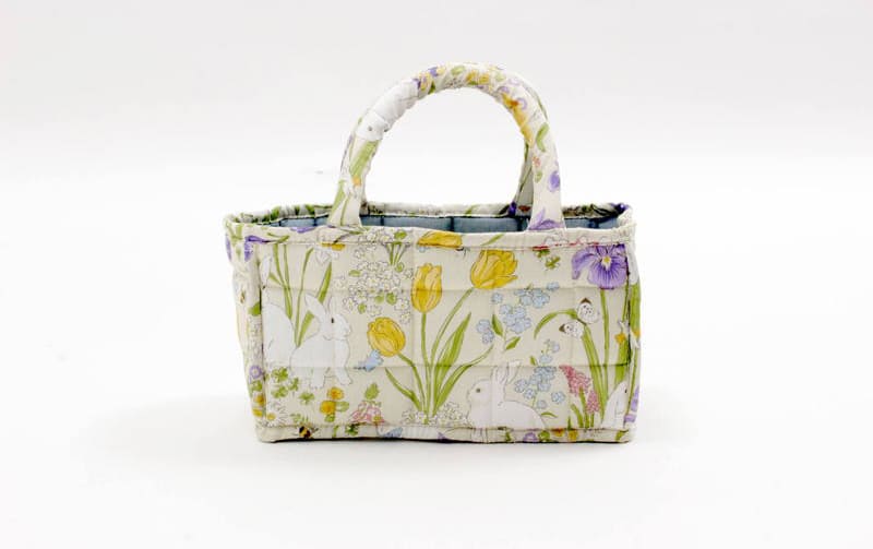 コットンキルト ミニソフトバスケット 約12×22×12cm [Lapin Quiltine]