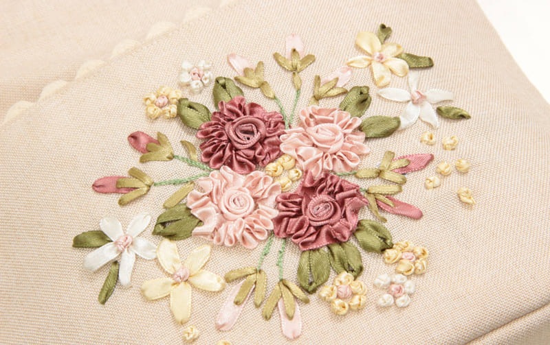 ショルダーバッグ リボン刺繍 約25×22×7cm [Rose Ruban]