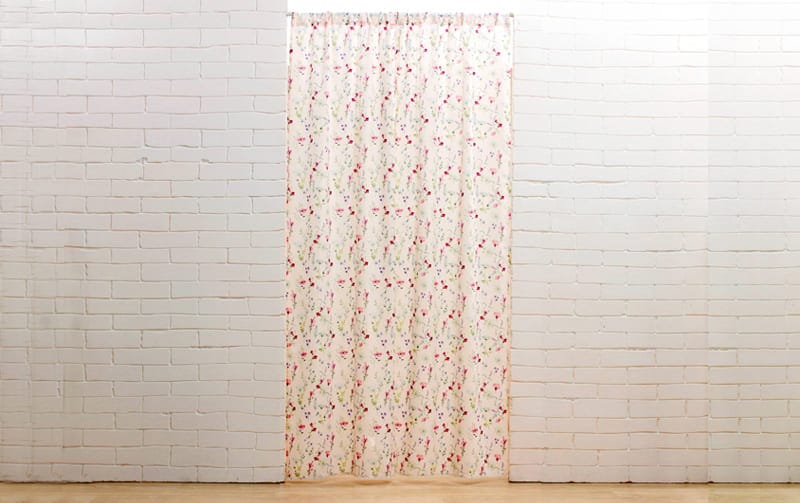 水彩画風 ボタニカルフラワープリント スタイルのれん  約120×180cm