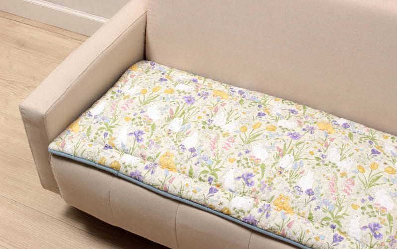 コットンキルト ロングシートクッション 約50×120cm [Lapin Quiltine]