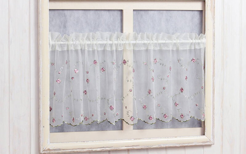 期間限定セール品 チュールレース カフェカーテン 約150 45cm アミ ブルージュ レース 刺繍 インテリア雑貨のお店