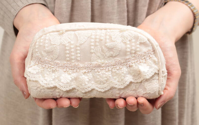 チュールレース 眼鏡ケース 約7×15.5×4cm [memoire]