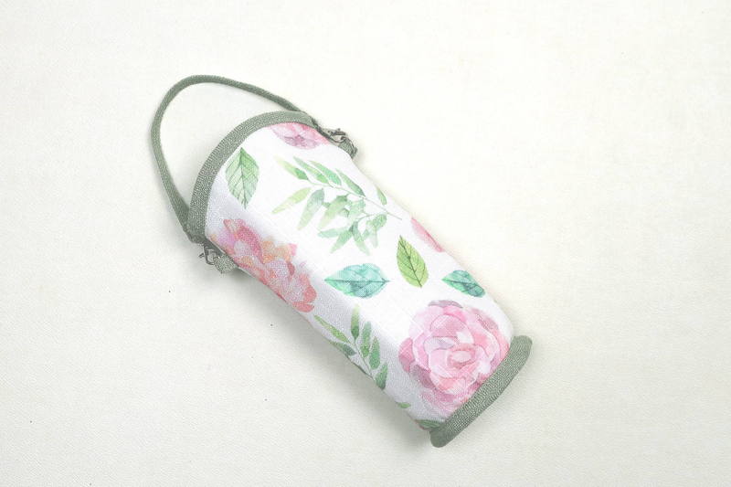 プリントファブリック 保冷ペットボトルカバー 約23×7cm [rose sourire]