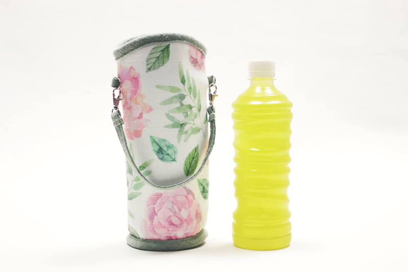 プリントファブリック 保冷ペットボトルカバー 約23×7cm [rose sourire]