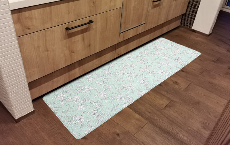 コットン多針キルト ロングマット 約58×180cm [calm mint]