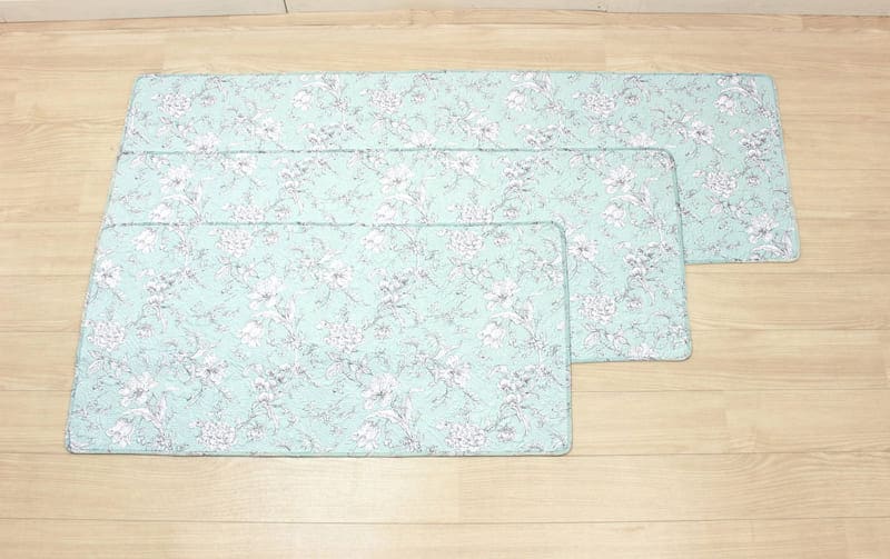 コットン多針キルト ロングマット 約58×180cm [calm mint]｜インテリア