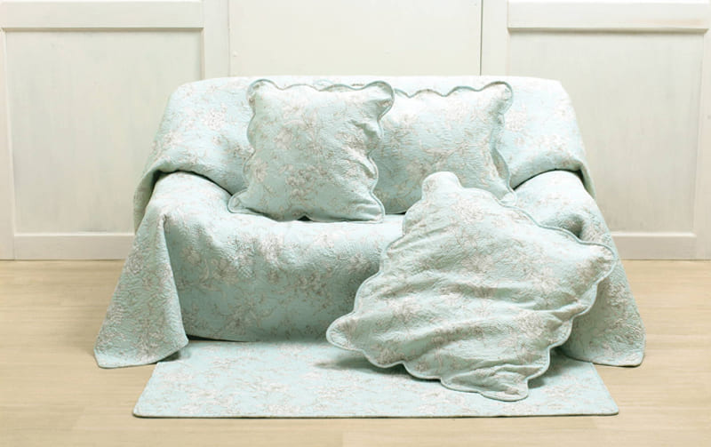 コットン多針キルト ロングマット 約58×180cm [calm mint]