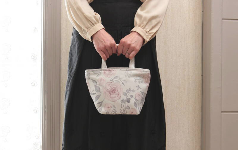 プリントファブリック ミニトートバッグ 約18×14×13cm [rose esprit]
