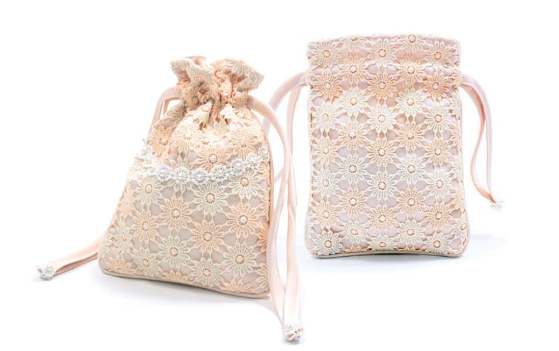 ギュピールレース 巾着M 約18×13cm [Flower Ripples]｜アミ