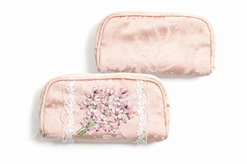 リボン刺繍 眼鏡ケース 約7.5×15.5×4cm [Florette]