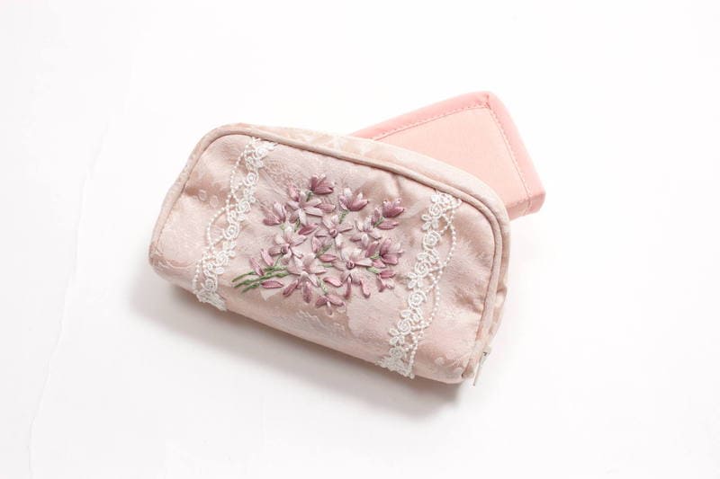 リボン刺繍 眼鏡ケース 約7.5×15.5×4cm [Florette]
