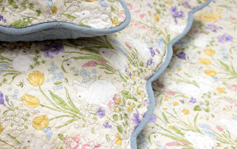 コットンキルト 座布団カバー 約55×59cm [Lapin Quiltine]