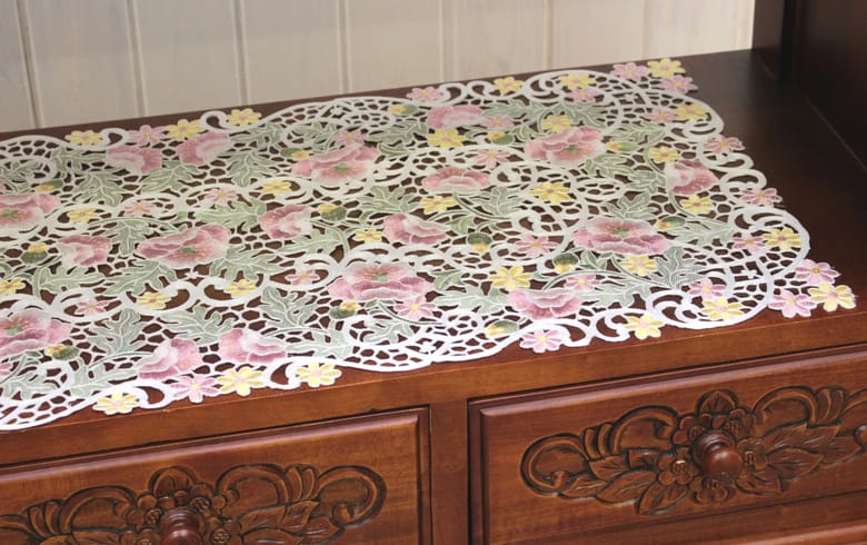 総柄刺繍 テーブルセンター 約40×90cm [anemone mistral]