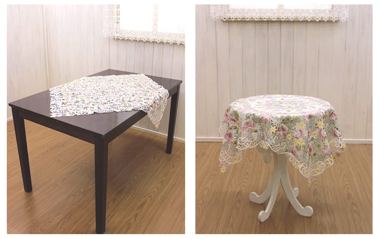 総柄刺繍 テーブルクロス 約85×85cm [anemone mistral]