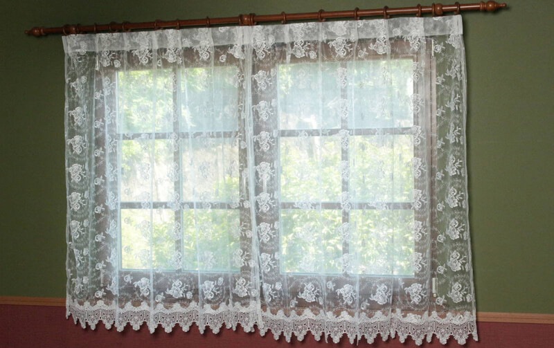 総柄刺繍＆ギュピール　レースカーテン 約100×135cm [Brilliantly-Crystal]