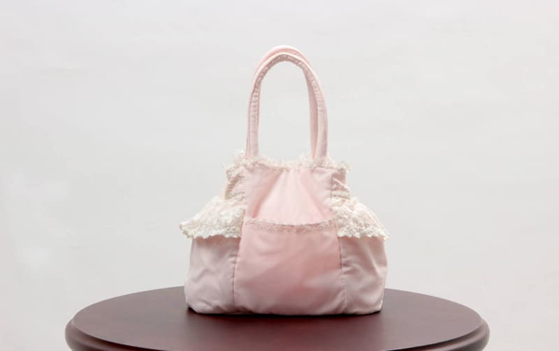 バッグF 小花刺繍チュールレース＆しなやかジョーゼット 約25.5×23