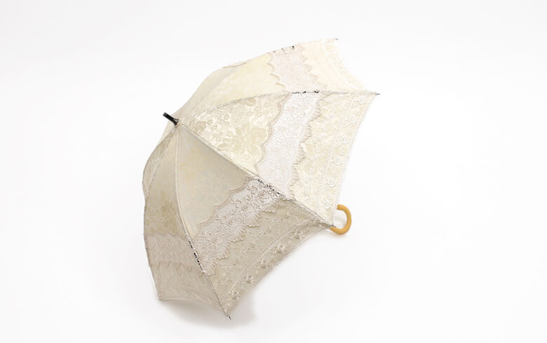 ローズ柄ジャカード織＆ギュピール パラソル 約69×78cm [gracieux]