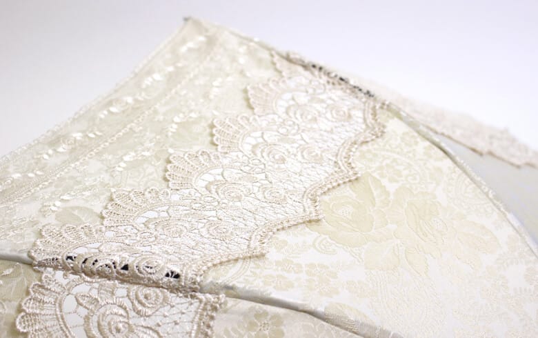 ローズ柄ジャカード織＆ギュピール パラソル 約69×78cm [gracieux]