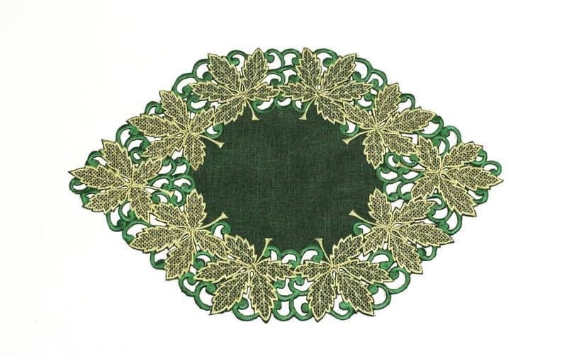 Xmas リーフ柄 テーブルセンター 約30×45cm