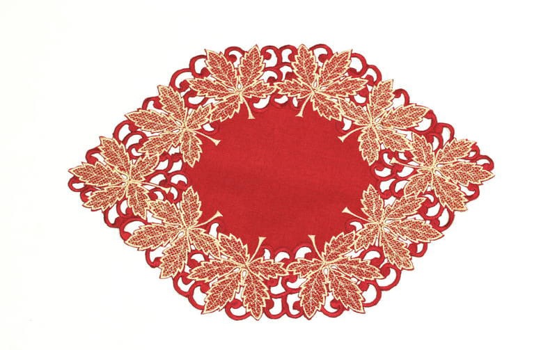 Xmas リーフ柄 テーブルセンター 約30×45cm