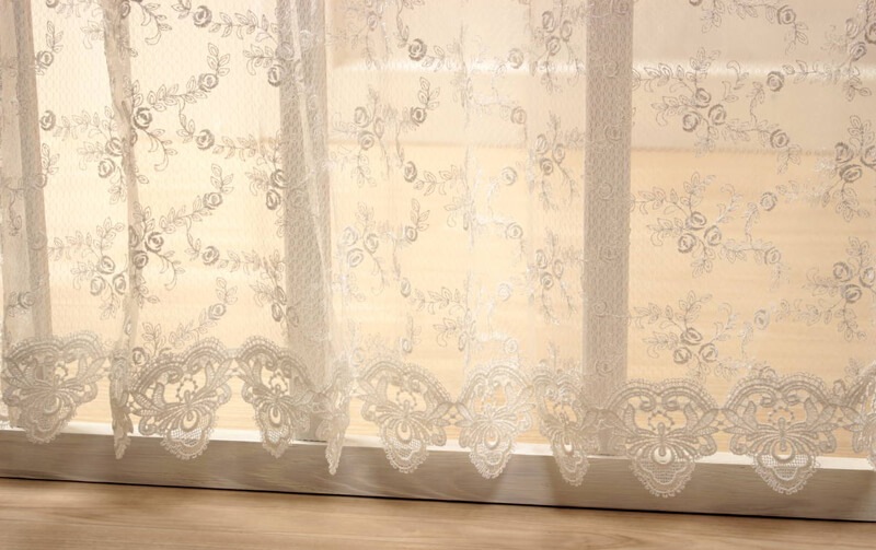 刺繍＆ギュピール レースカーテン 約100×178cm [le quartz]