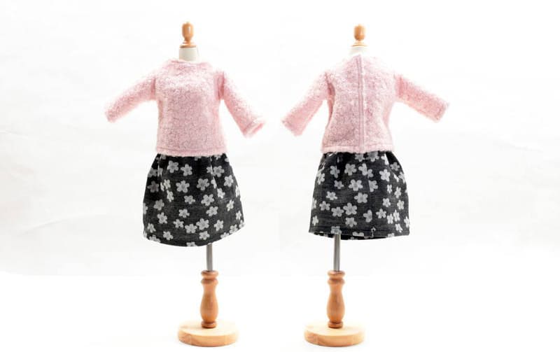 【着せ替え用】ジャカード織 モノトーン花柄スカート