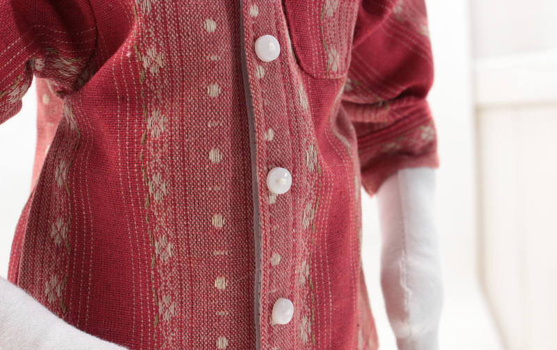 【着せ替え用】ジャカード織 プチフラワーストライプシャツ